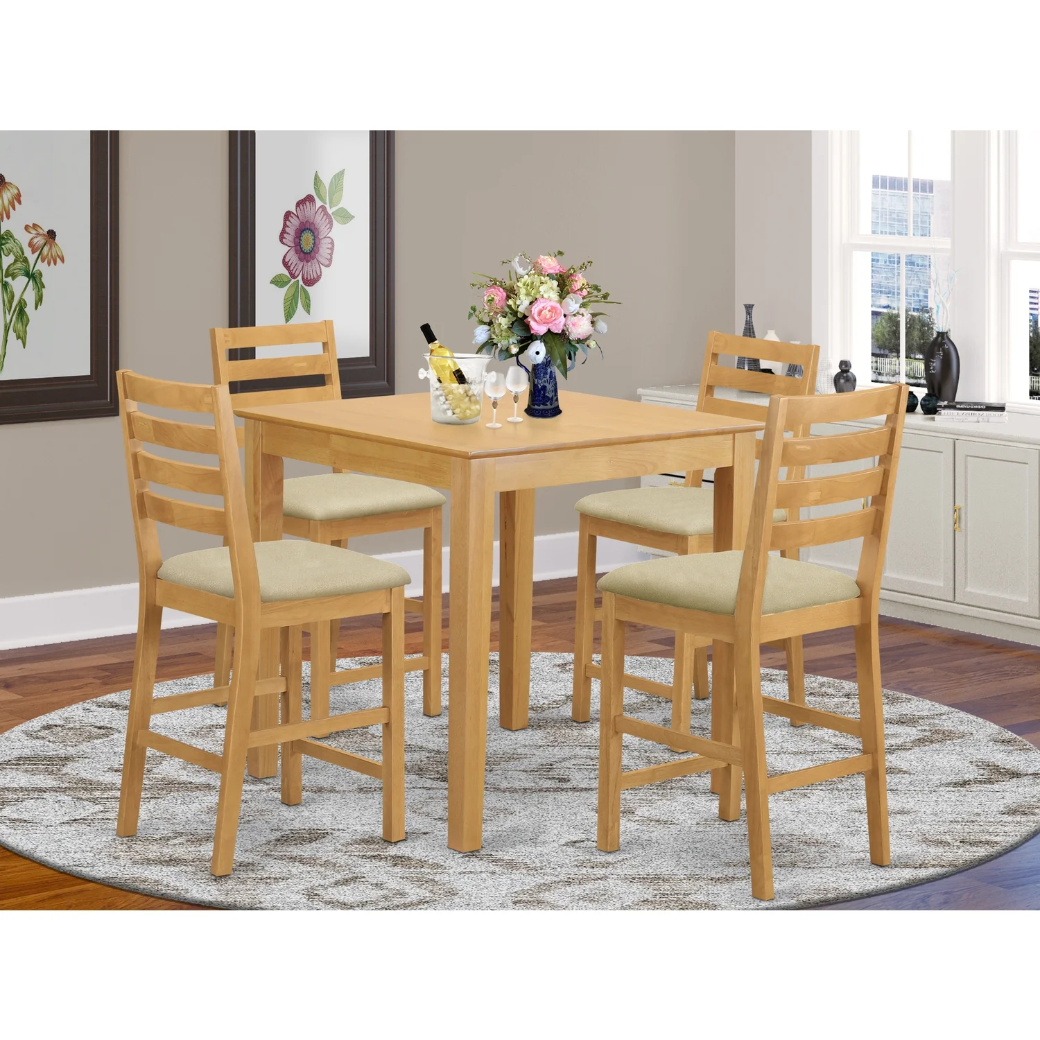 HomeStock Contemporary Cool Height Pub Set - Table And HomeStock Height Chairs