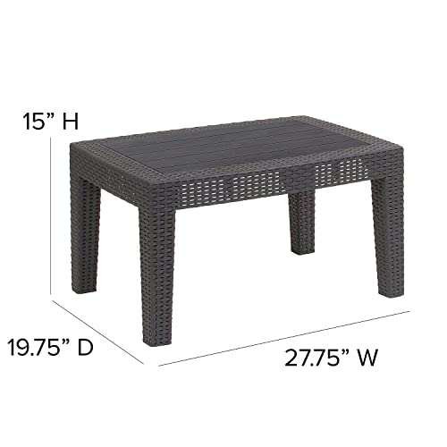 Flash Furniture Seneca Light Gray Faux Rattan Coffee Table