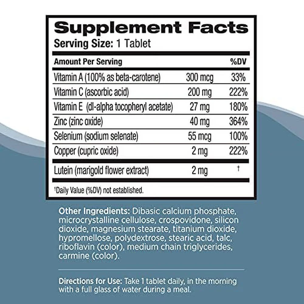 Bausch + Lomb Ocuvite Vitamin & Mineral Supplement Tablets with Lutein, 120 Count Bottle (Pack of 2)