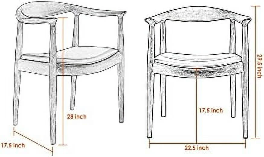 KHBIULIFE Kennedy Armchair Upholstered Dining Chair  Presidential Mid-Century Modern Accent Chair in Black