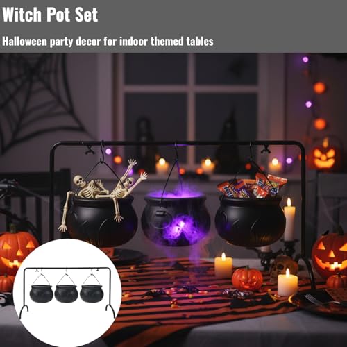 Halloween Cauldron Set with Stand Black Witch Decoration Festive Party Table Decor