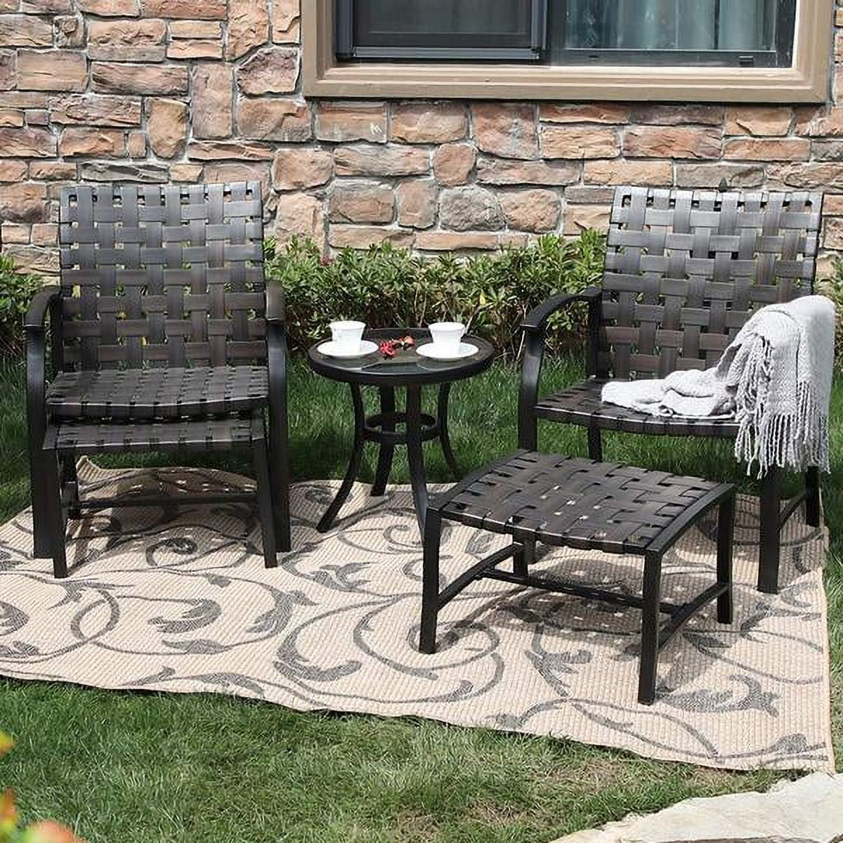 Sophia & William 5pcs Outdoor Patio Furniture Conversation Set Steel Frame Leather Dining Set, Table
