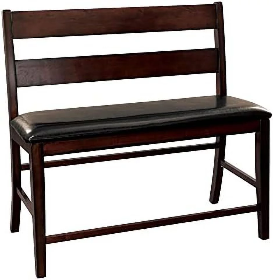 HJZUINIUNIU Wood Counter Height Dining Bench with Back in Cherry