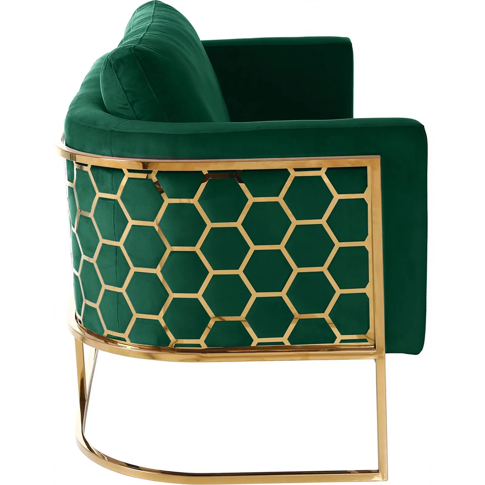 Meridian Furniture Casa Green Velvet Sofa with Gold Iron Metal Base