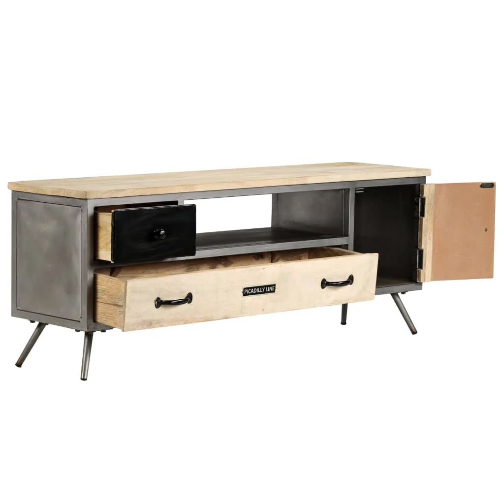 TV Stand Solid Wood Mango and Steel 47.2