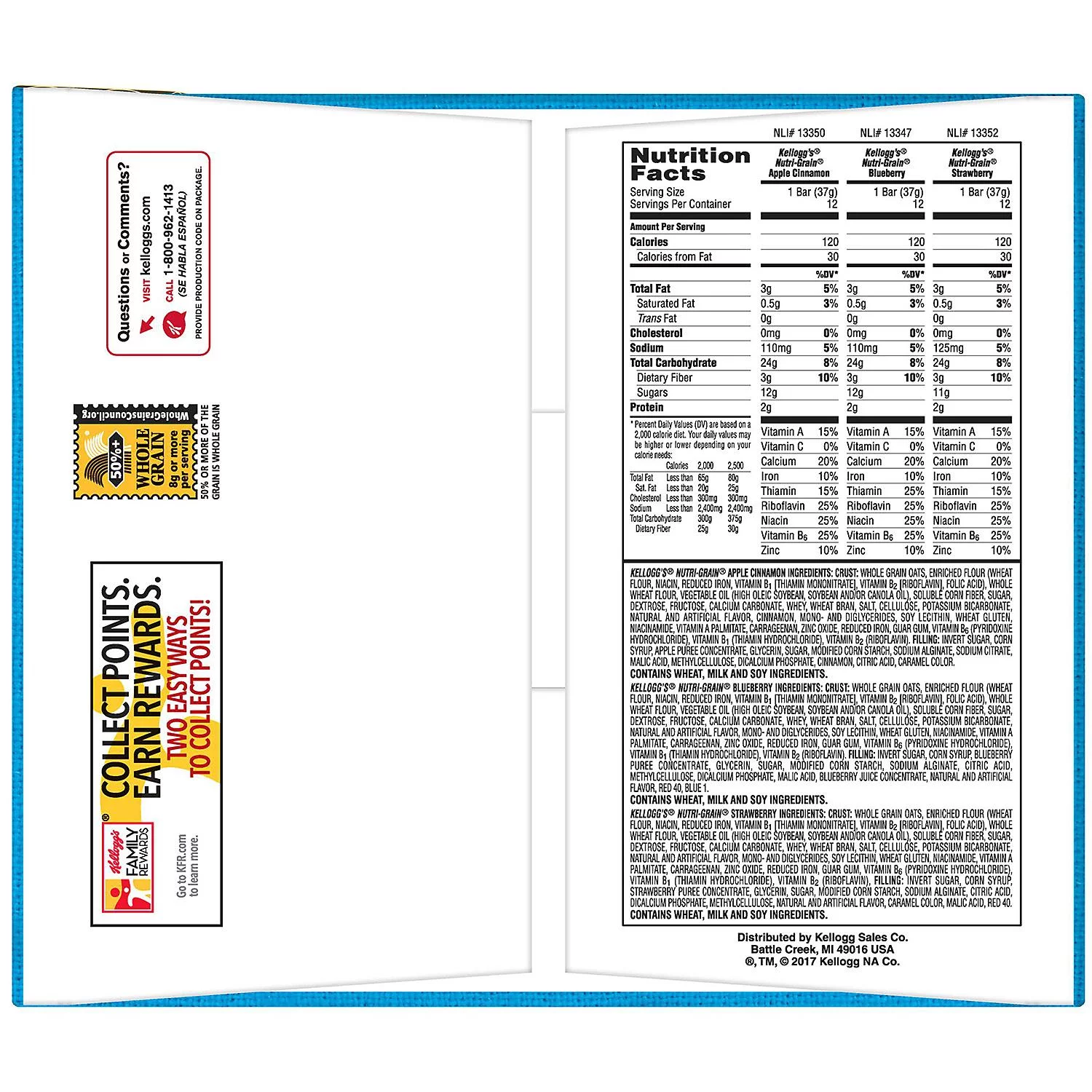 Nutri-Grain-Kellogg's Cereal Bars Variety Pack, 1.3 oz (36-Count Each)