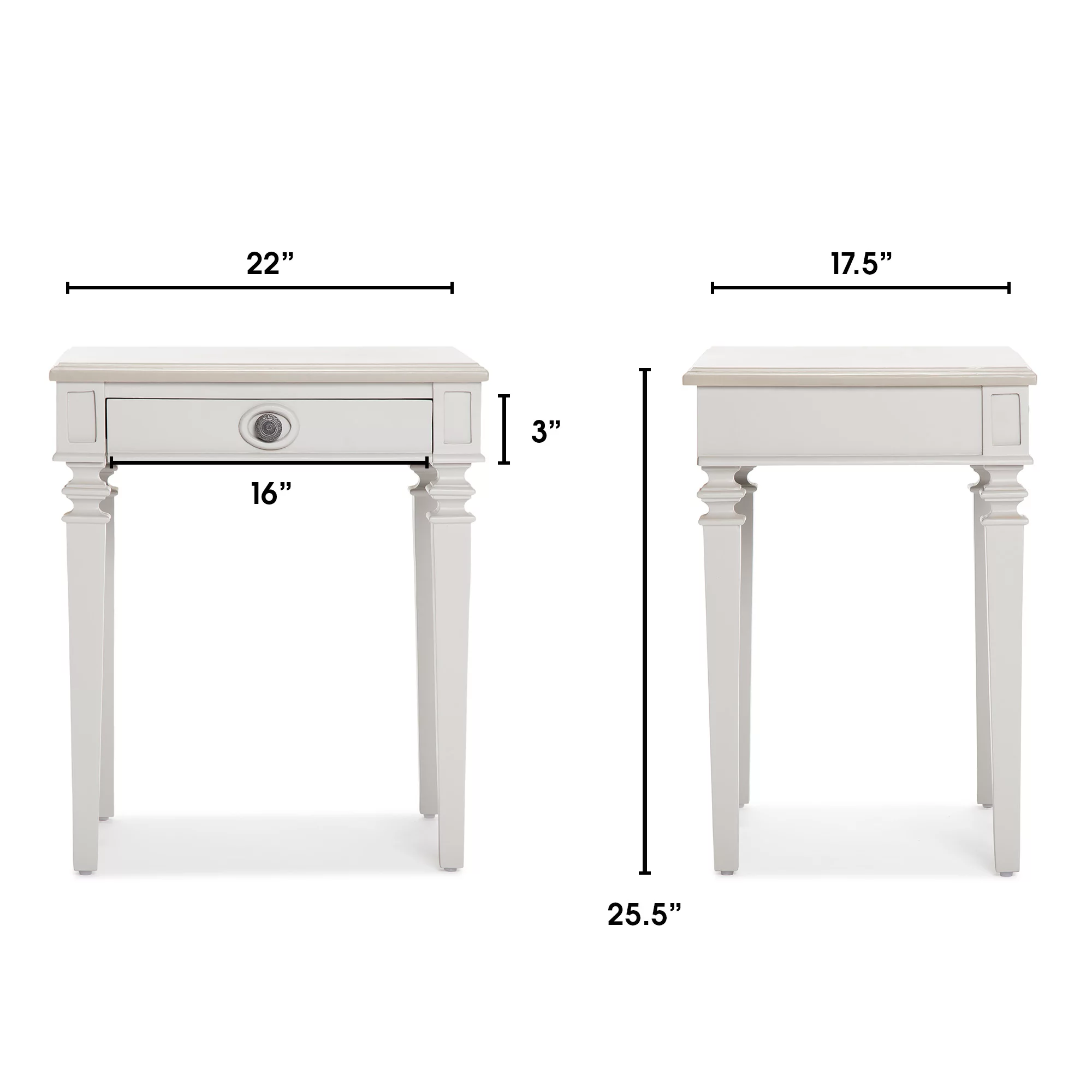 Finch Benson Traditional Solid Wood End Table Nightstand with Drawer, Light Gray