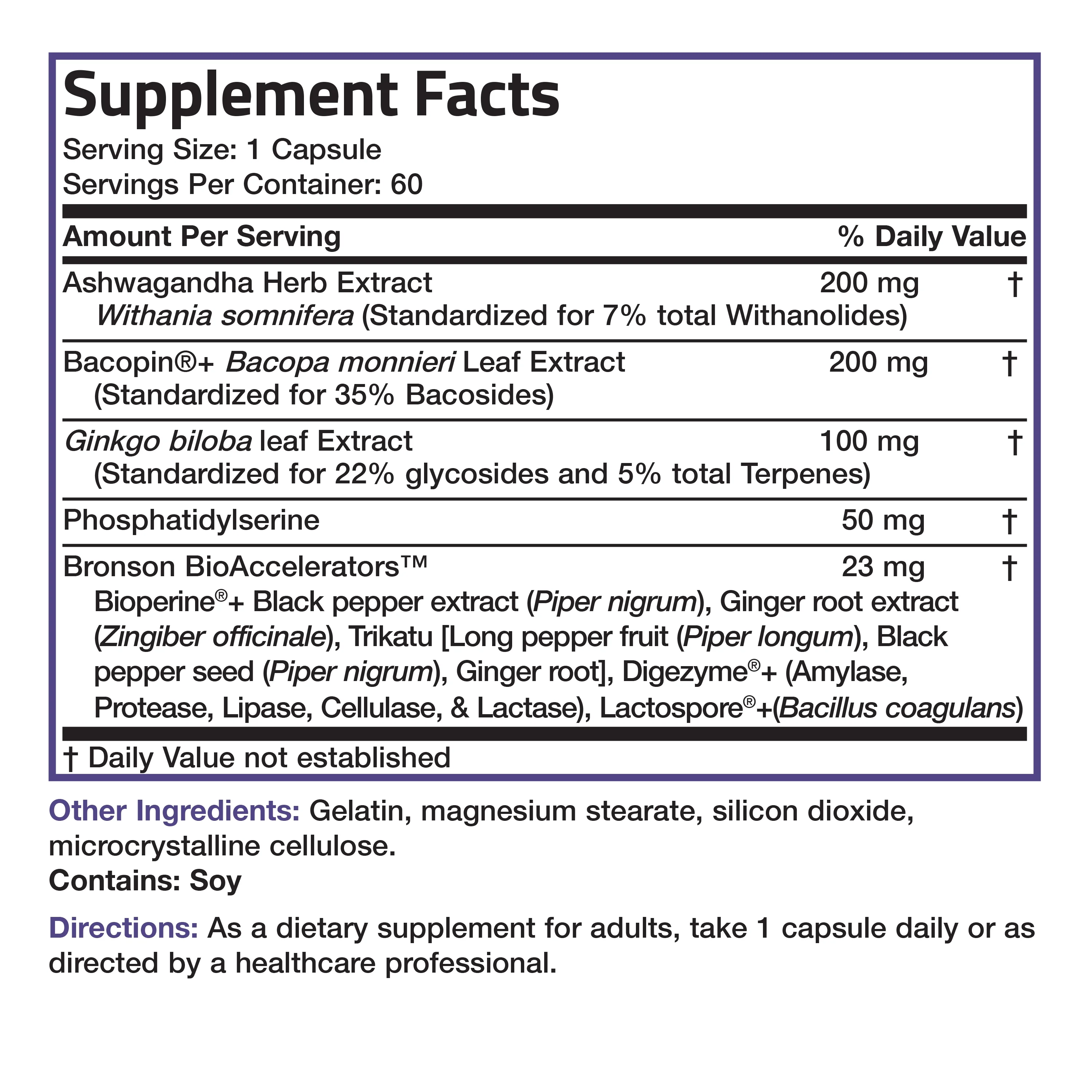 Bronson Cogni-PS Plus. 60 Capsules