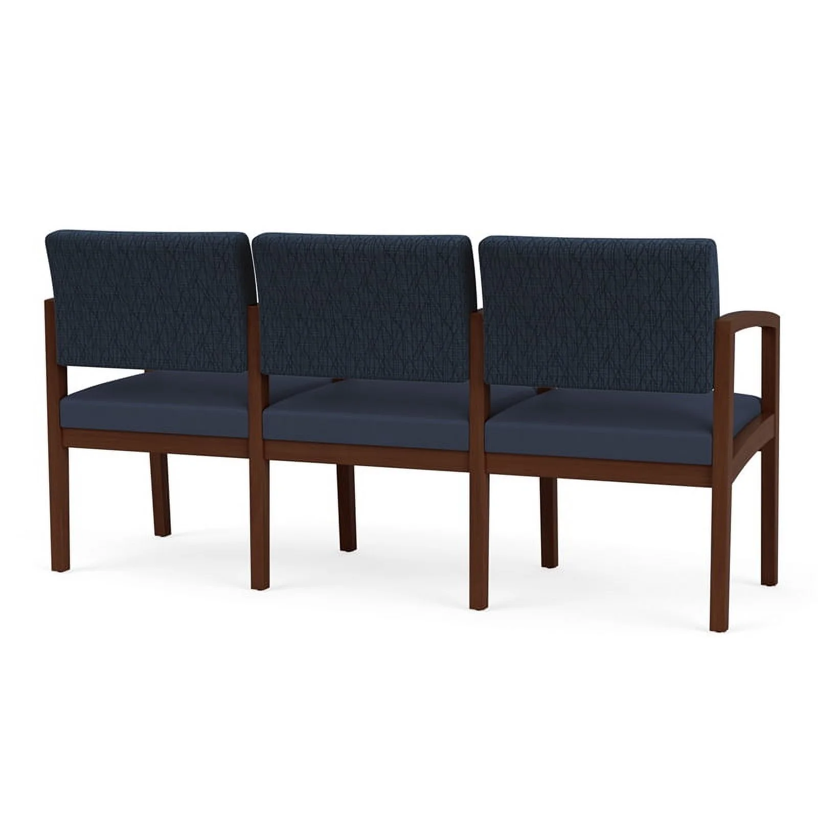 Lesro Lenox Wood 3-Seat Fabric/Polyurethane Reception Tandem Seating in Blue