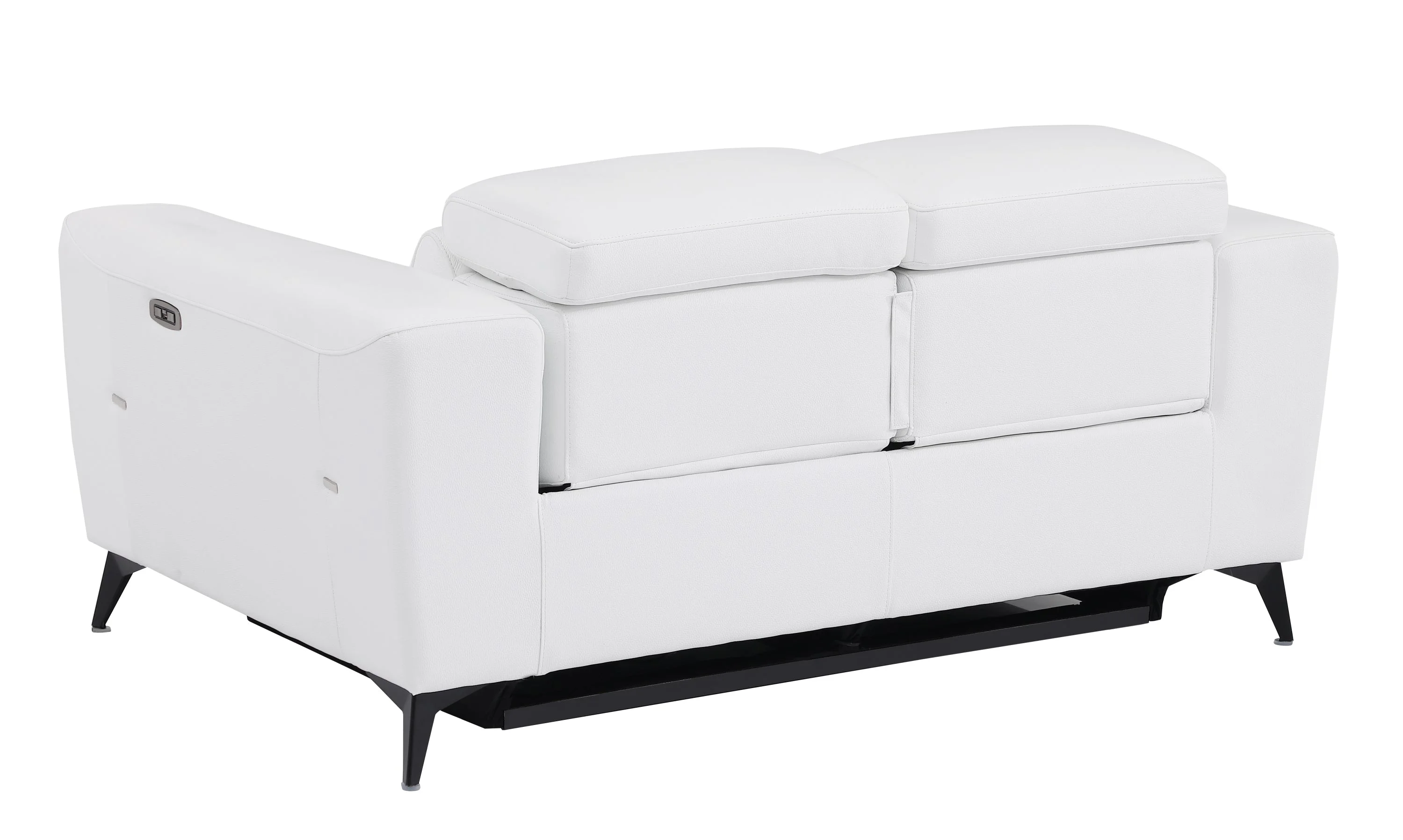 Honcho Top Grain Italian Leather Loveseat with Power Recliner - White