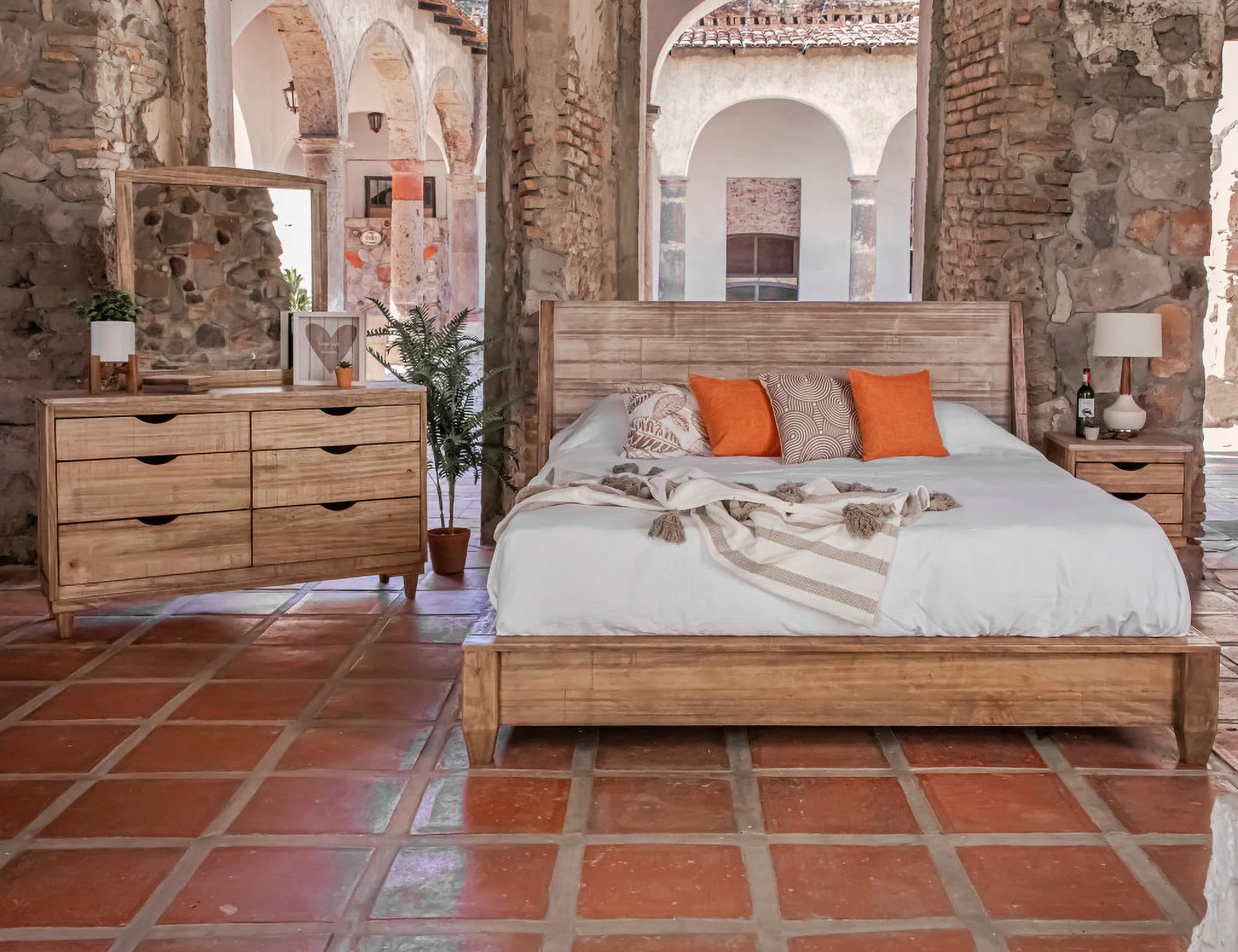 HomeRoots 524589 36 in. Solid Wood Three Drawer Chest, Natural