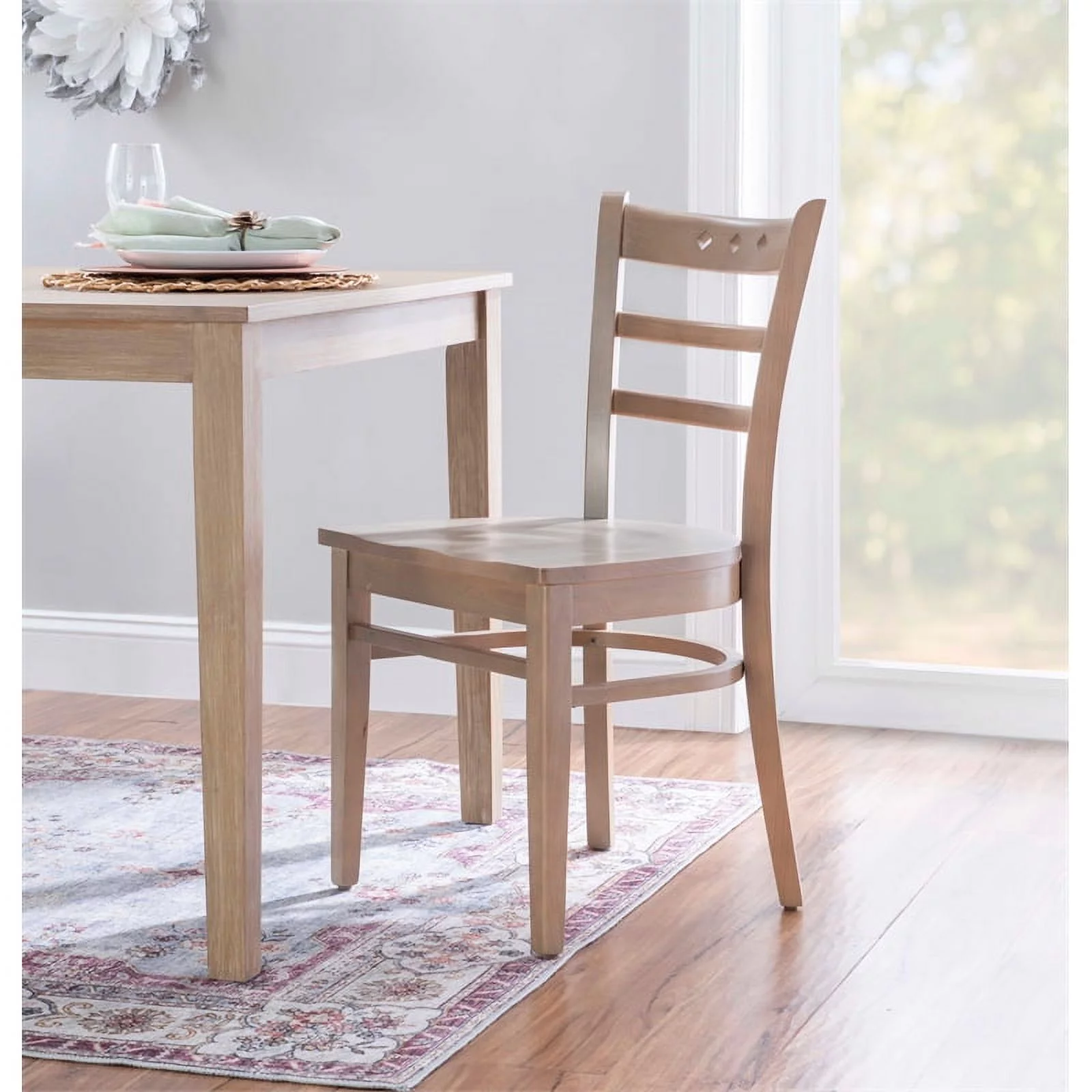 Linon Sloan Solid Wood Commercial Grade Set of Two Chairs in Natural