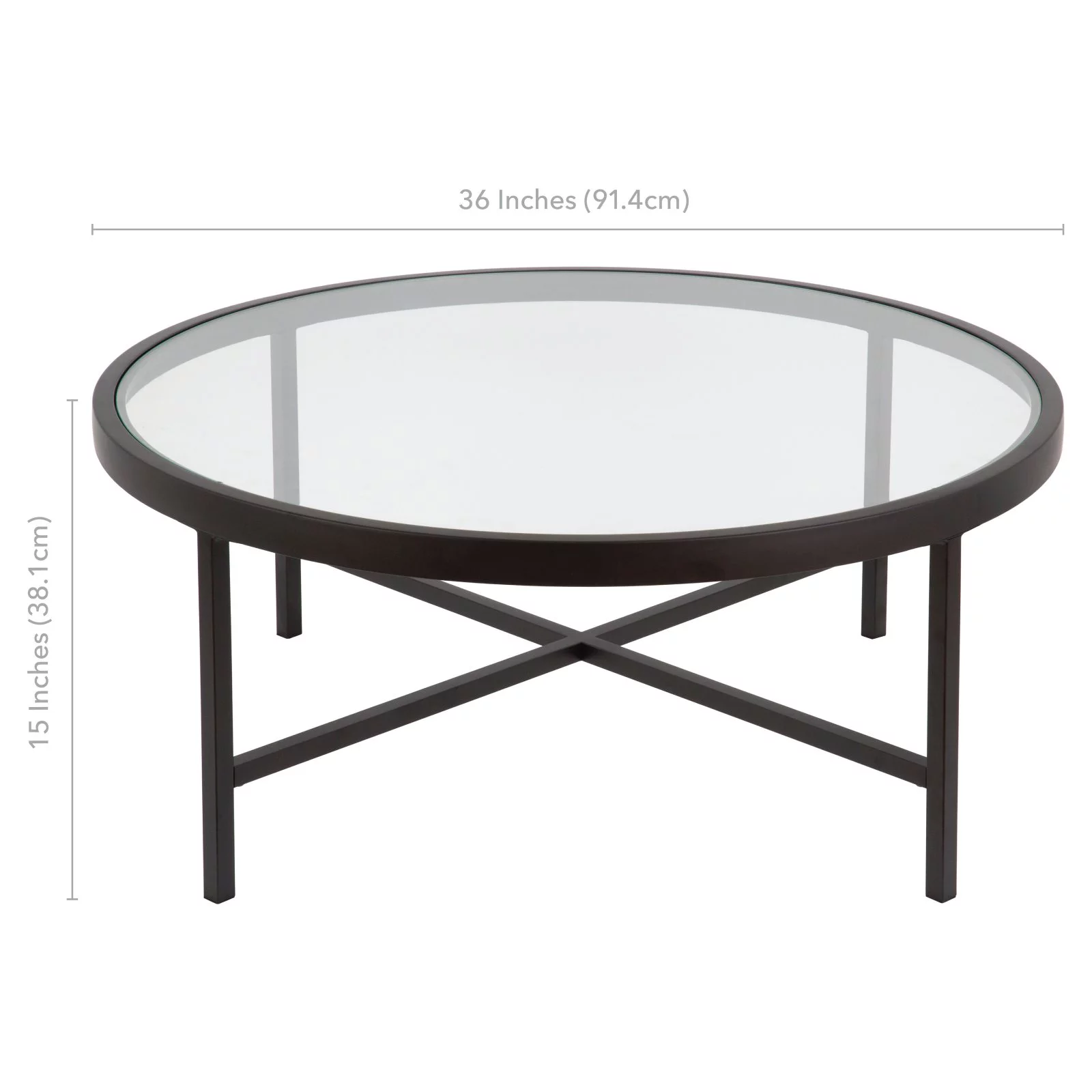 Henn&Hart Round Metal Base Coffee Table in Brass and Gold