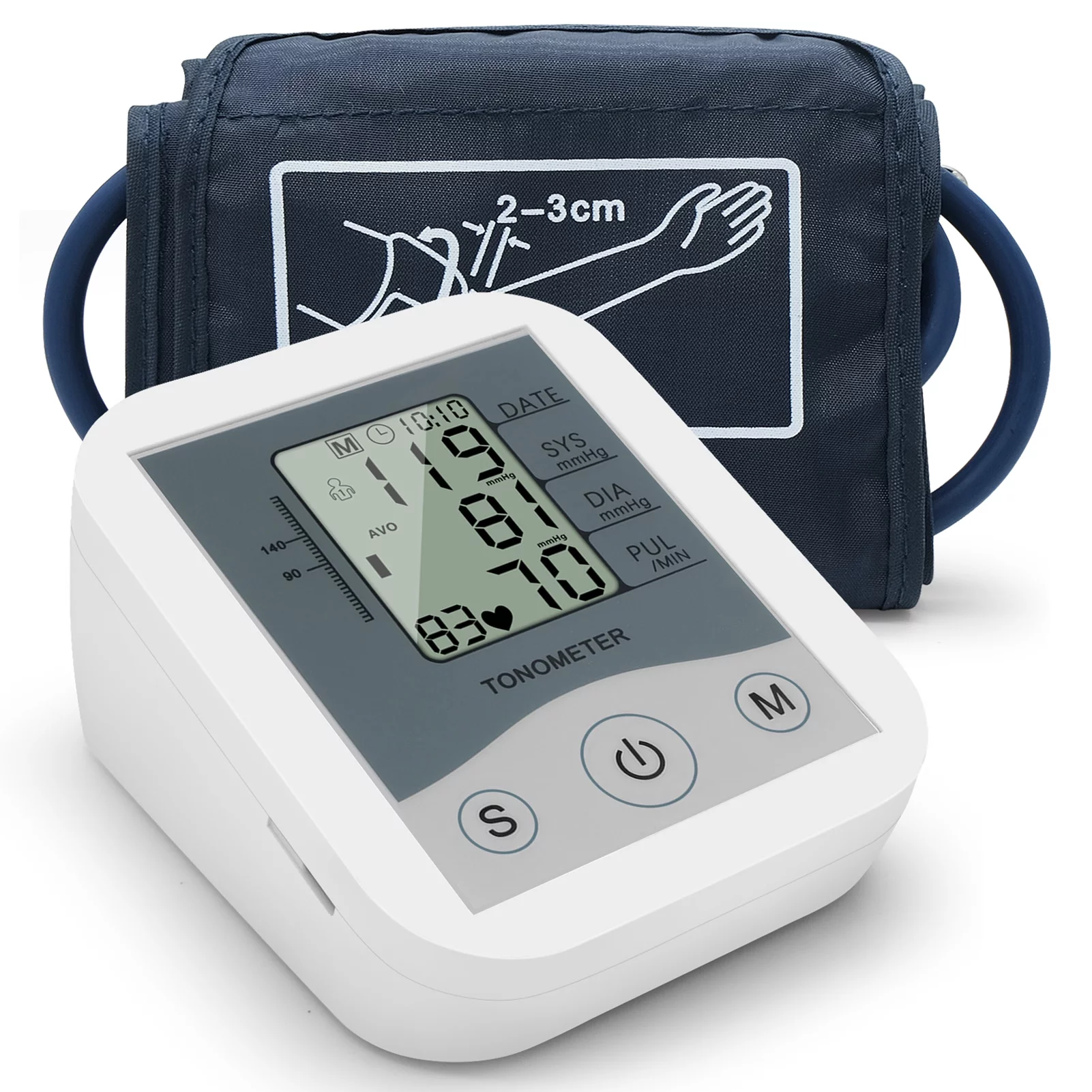 Arm Sphygmomanometer LCD Digital Display Pulse Scanning Oscillometry Two Measuring Method for Measuring Pulse Rate