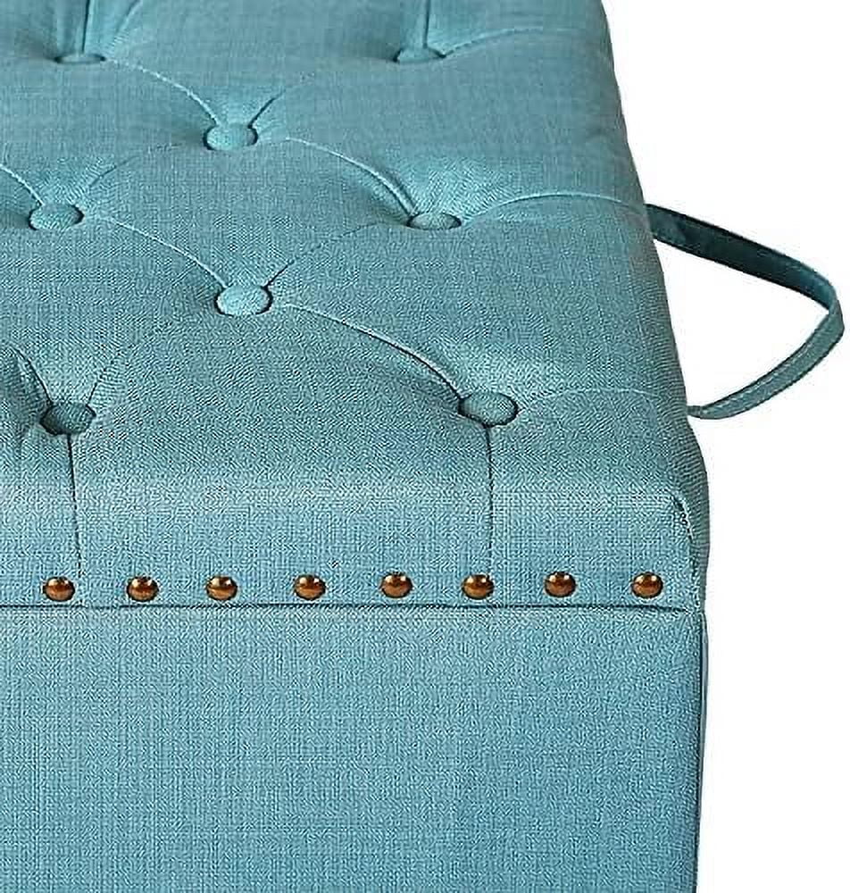 TJUNBOLIFE Ottoman Cube Foot  Stool Square Coffee Table with Tray Lid (Sky Blue)