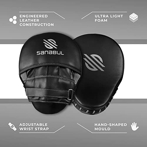Sanabul Essential Curved Punching Mitts for Boxing, MMA Muay Thai Boxing Pads for Training, Punch Focus Mitts, Hand Pads Sparring Gear, Strike Shield