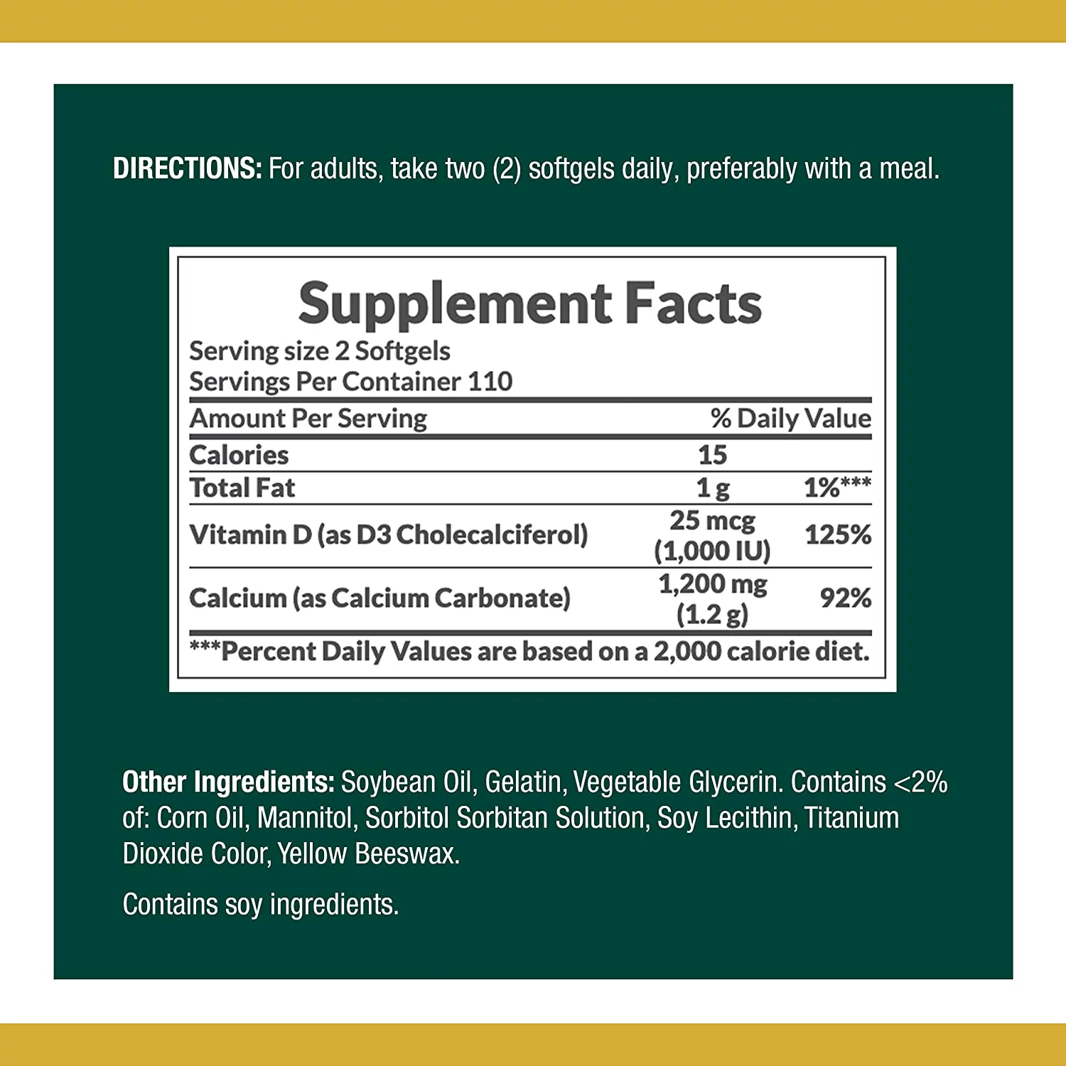 Nature's Bounty Calcium 1200mg Plus 1000IU Vitamin D3, Softgels 220 ea (Pack of 3)