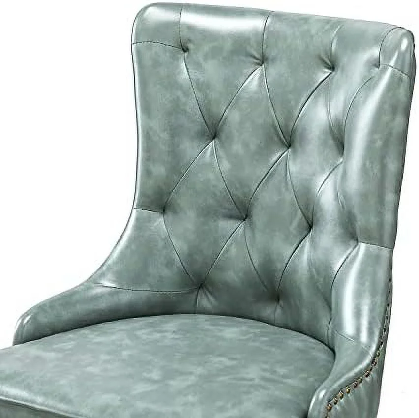 PU Leather Office Chair Armless, Home Office Leisure Chair Ergonomic -Back PU Leather Armless Chair Upholstered With 5 Rolling Casters, Height Adjustable Swivel Task Chair, SAGE