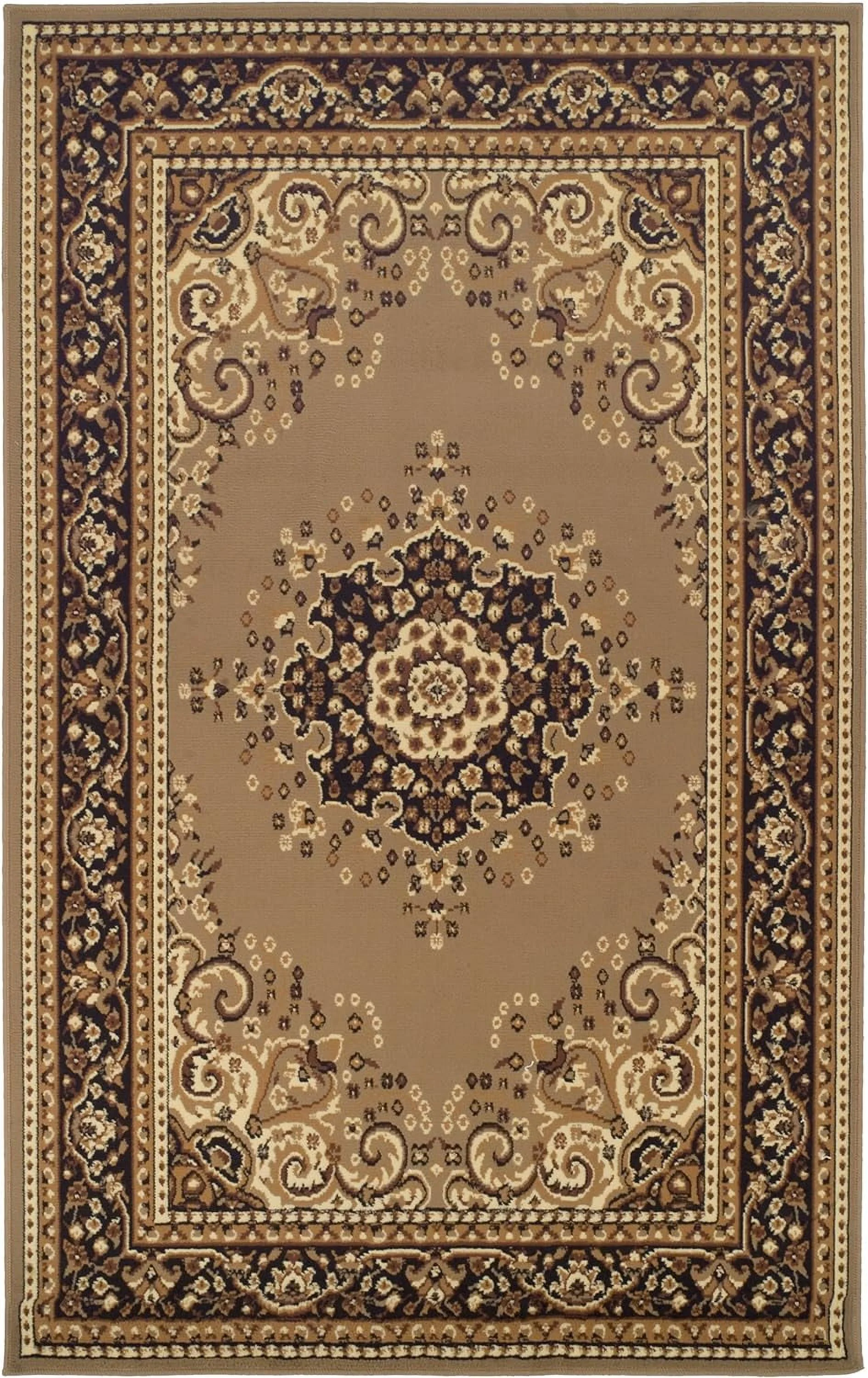 Small Indoor Area Rug With Jute Backing, Perfect For Hallway, Entryway, Office, Kitchen, Bedroom, Living Room, Hardwood, Tile, Carpet Cover, Formal Floral Vines Area Rug, 4' X 6', Brown