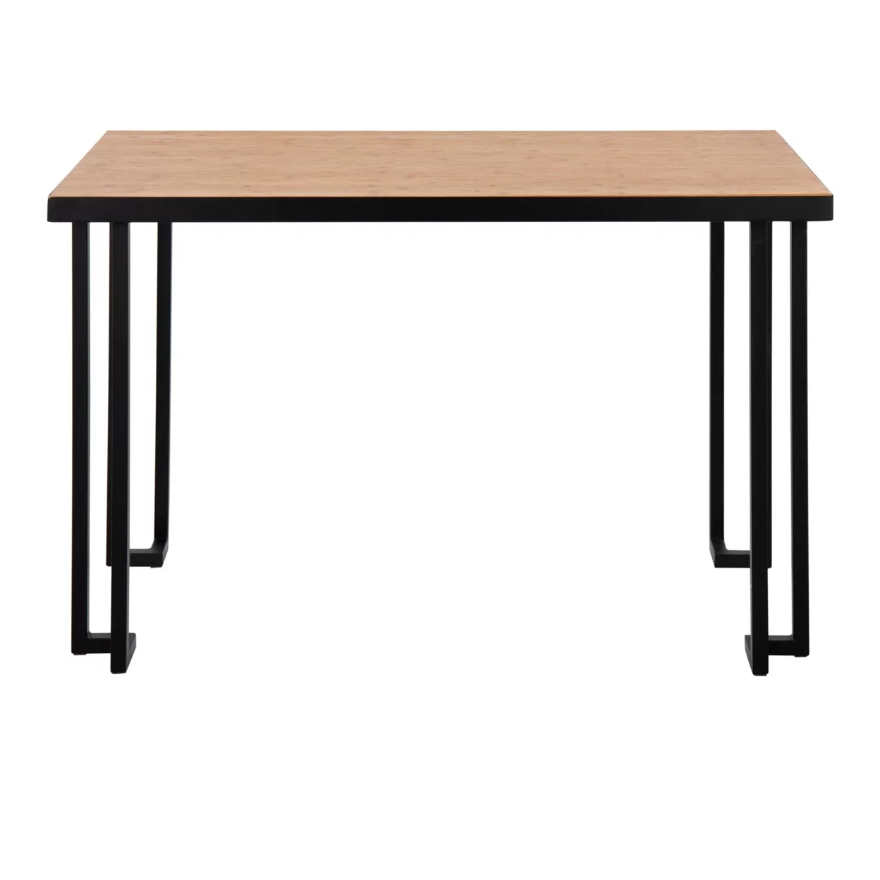 Home Roman Industrial Desk In Black Steel With Natural Wood Top