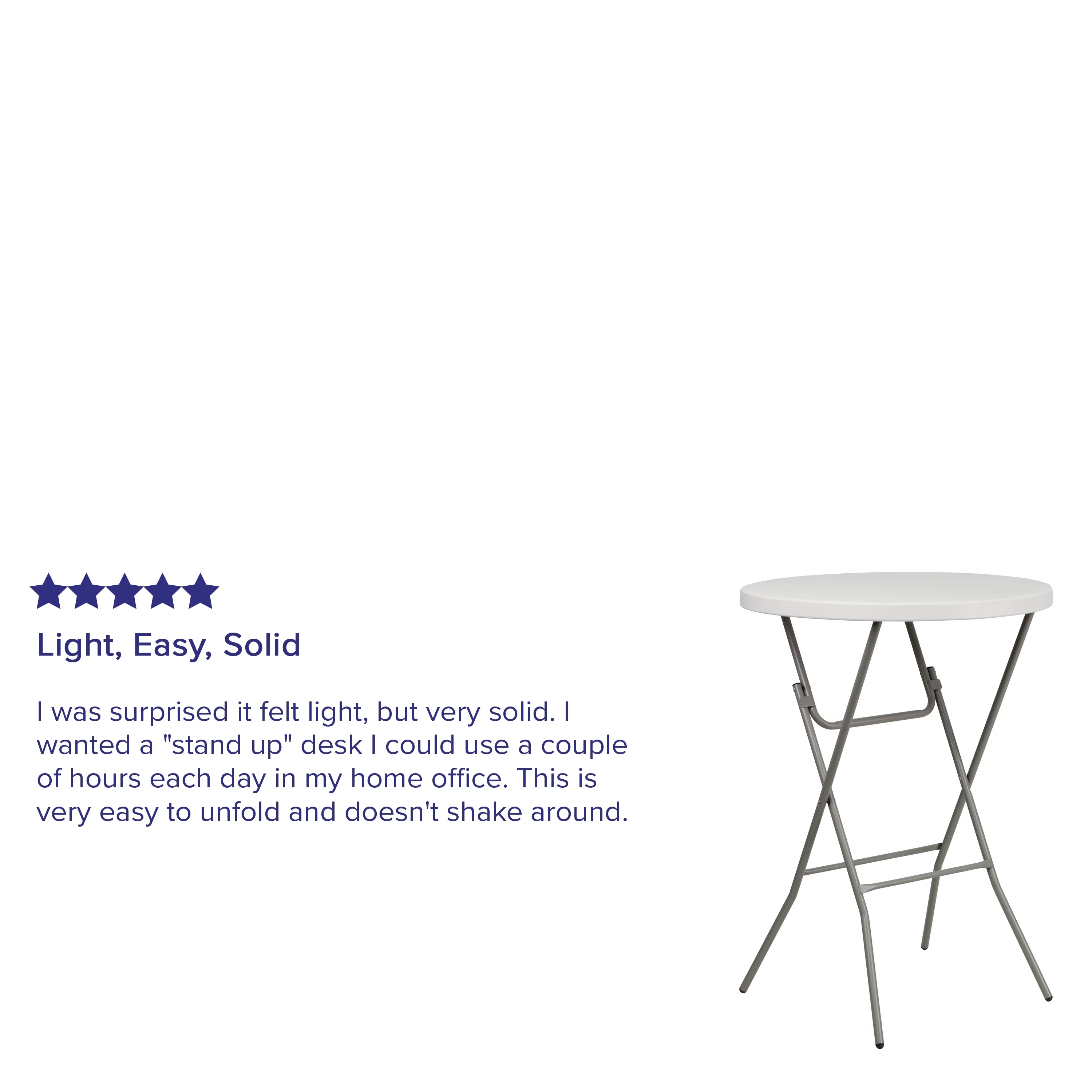 Emma + Oliver 2.63-Foot Round Granite White Plastic Bar Height Folding Event Table