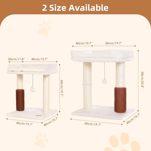 Cat Tree Tower for Large Cats Cat Scratching Post with 20x15.7”Large Top Bed, Cat Self Groomer, Thick Scratch Post [Dia=4.5”] and Danging Ball Great for Large Indoor Cats-Large Grey