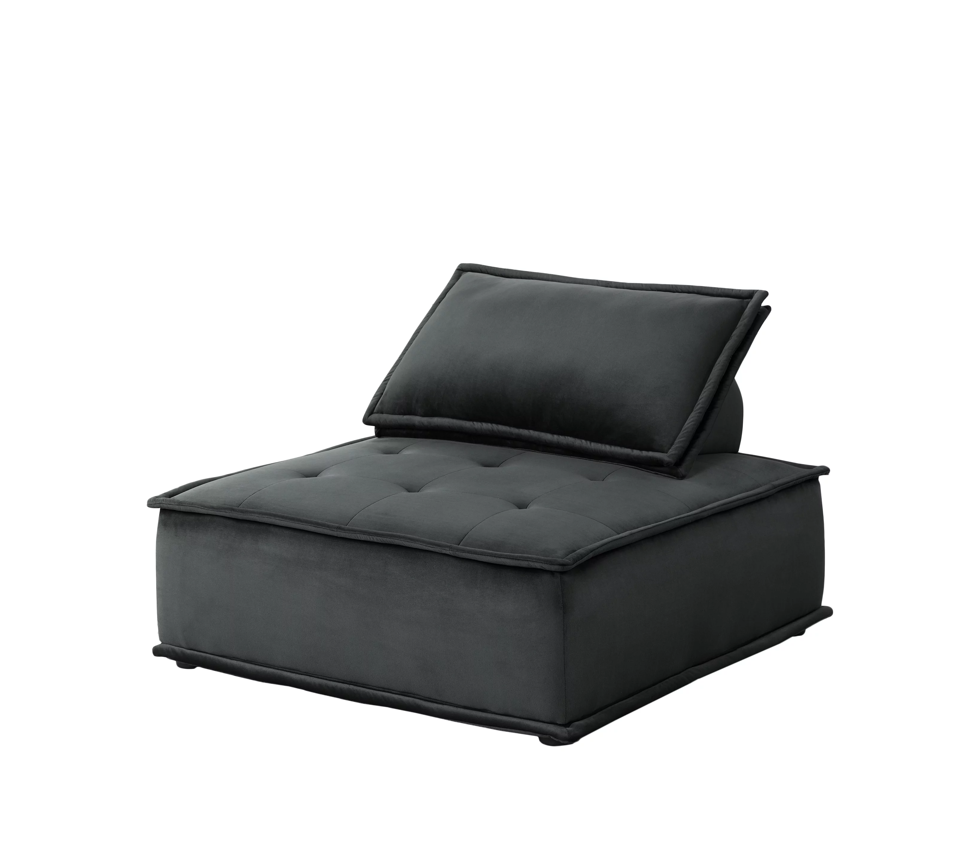 CoSoTower Armless Lounge Chair, Tufted Seat Foam Filled Seats with Pocket Coil Springs, Leg Height Black Plastic Leg Removable Cushion Cover Removable Back Cushion