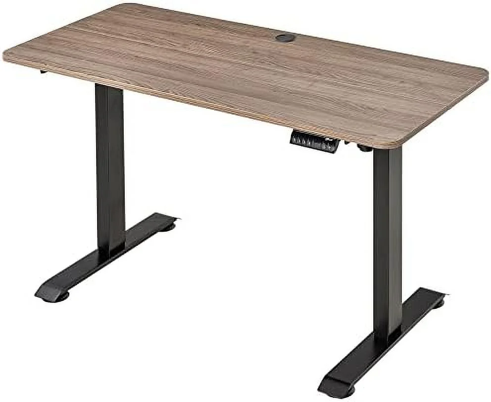 RUNFAYBIU Electric Height Adjustable Standing Desk with 54" Desktop  Sit Stand Home Office Desk with Memory Button Control and Anti-Collision System  Teak/Black