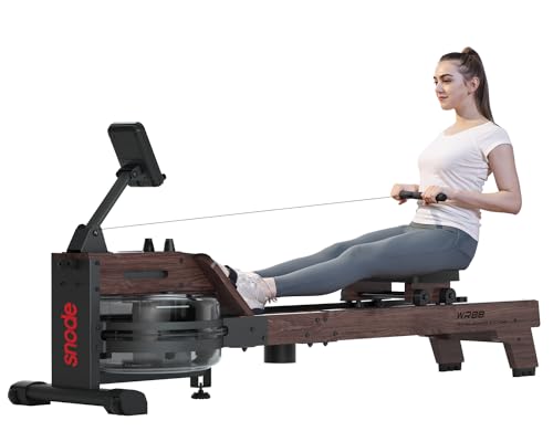 SNODE Rowing Machine for Home Use, Sturdy Rower Machine with 350lb Weight Capacity, LCD Monitor, Ergonomic Seat, Dual Rail