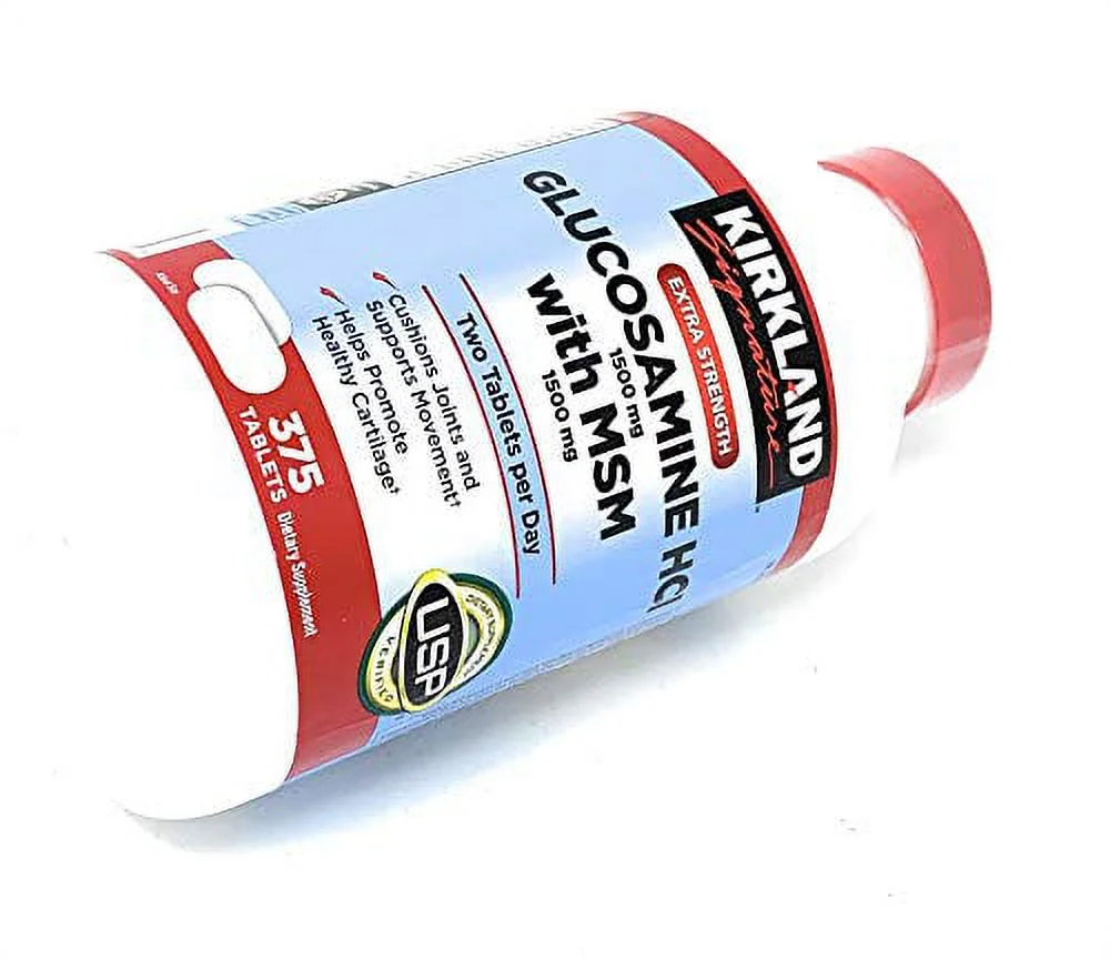 Kirkland Signature Extra Strength Glucosamine HCI 1500mg, With MSM 1500 mg, 375-Count Tablets