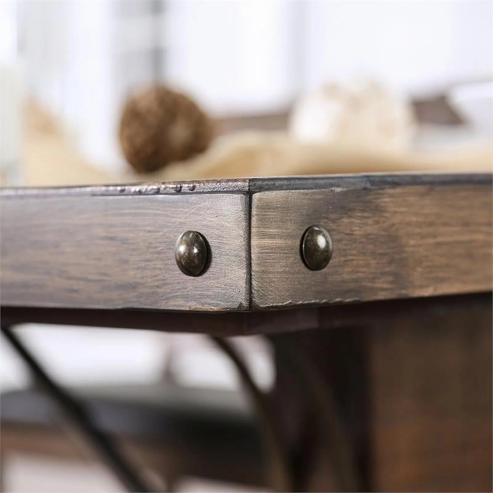 Furniture of America Arlyne Solid Wood Rectangle Dining Table in Rustic Walnut