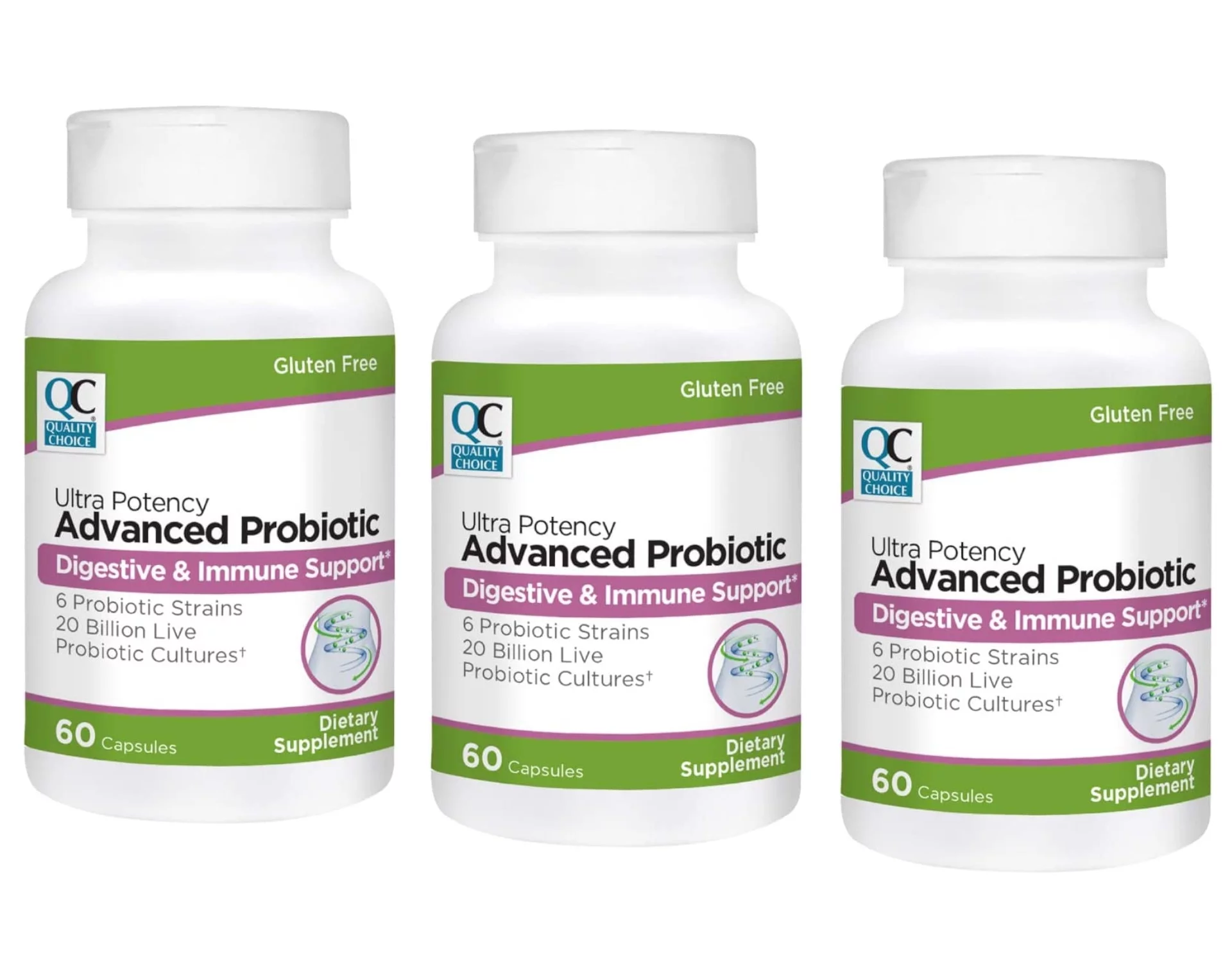 Quality Choice Ultra Potency Advanced Probiotic Digestive & Immune Support Capsules, 60 Count - Pack of 3