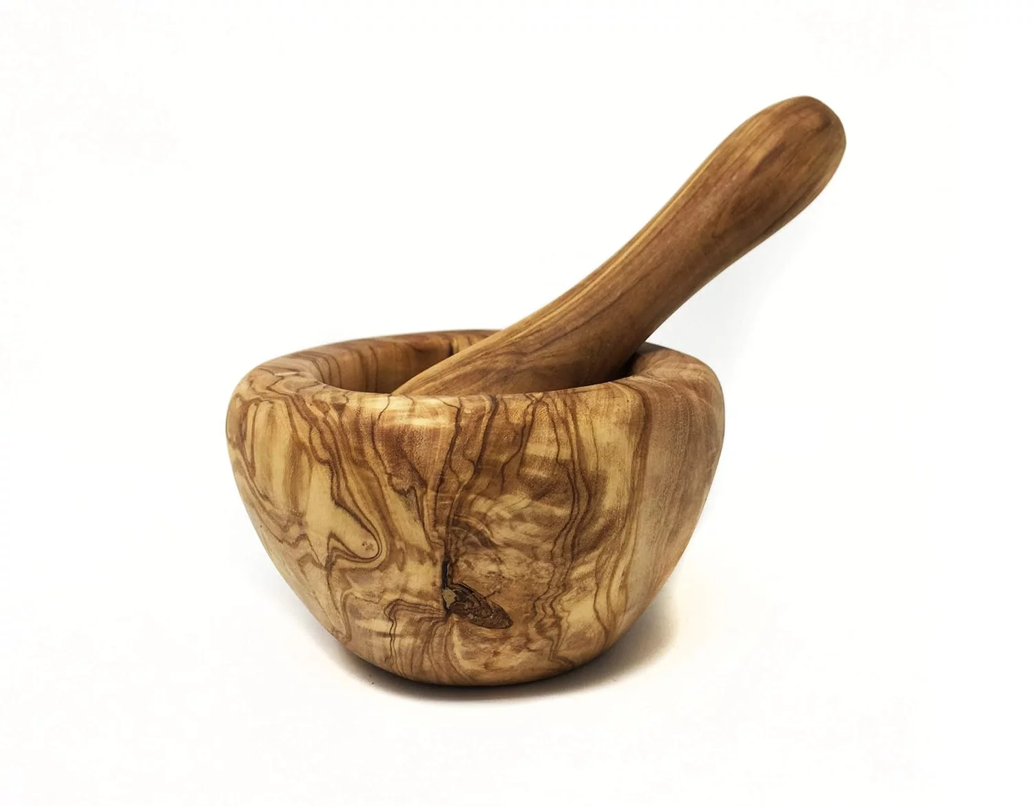 Mortar And Pestle Olive Wood, Tunisian Handicrafts Grinder Set For Kitchen Crush Spices - Garlic Smasher - Dimension: 5