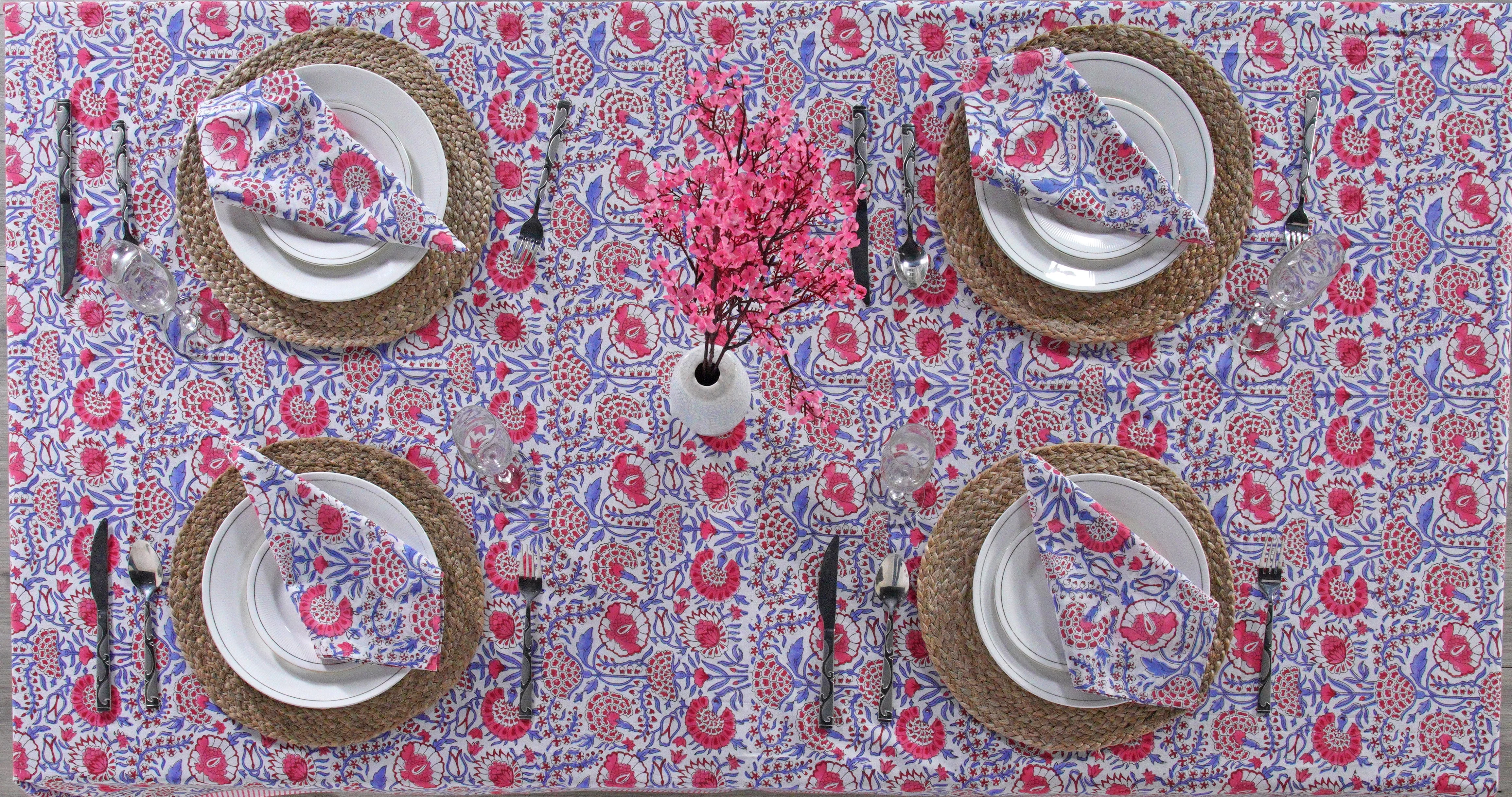 Ridhi 100% Cotton Hand Block Print Thanksgiving Tablecloth 60