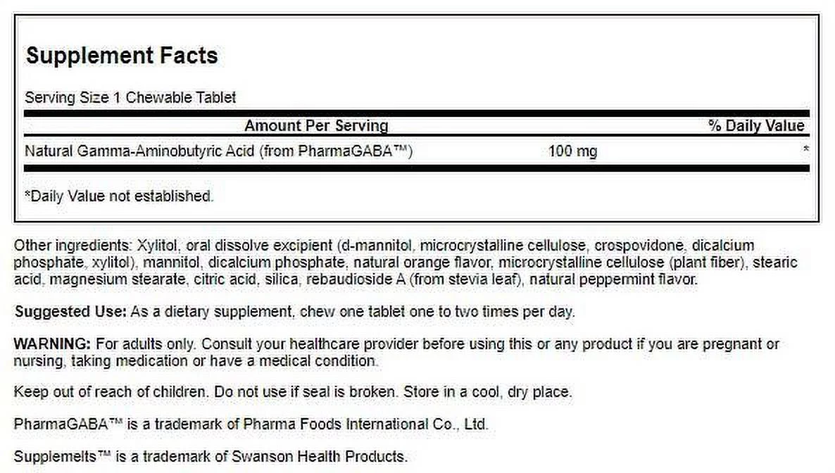 Swanson Pharmagaba 100 mg 60 Chwbls 3 Pack