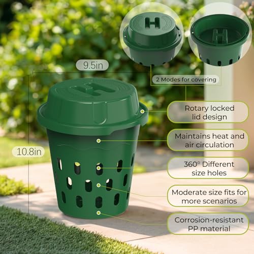 2-Pack Inground Worm Composter, Outdoor Worm Compost Bin for Garden Beds & Home Use, Vermicomposting Bin for Beginners (9.5x9.5x10.8Inch), Green