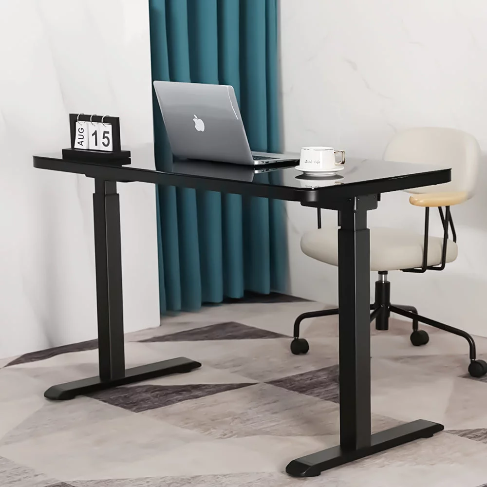 Glass tabletop standing desk - Black