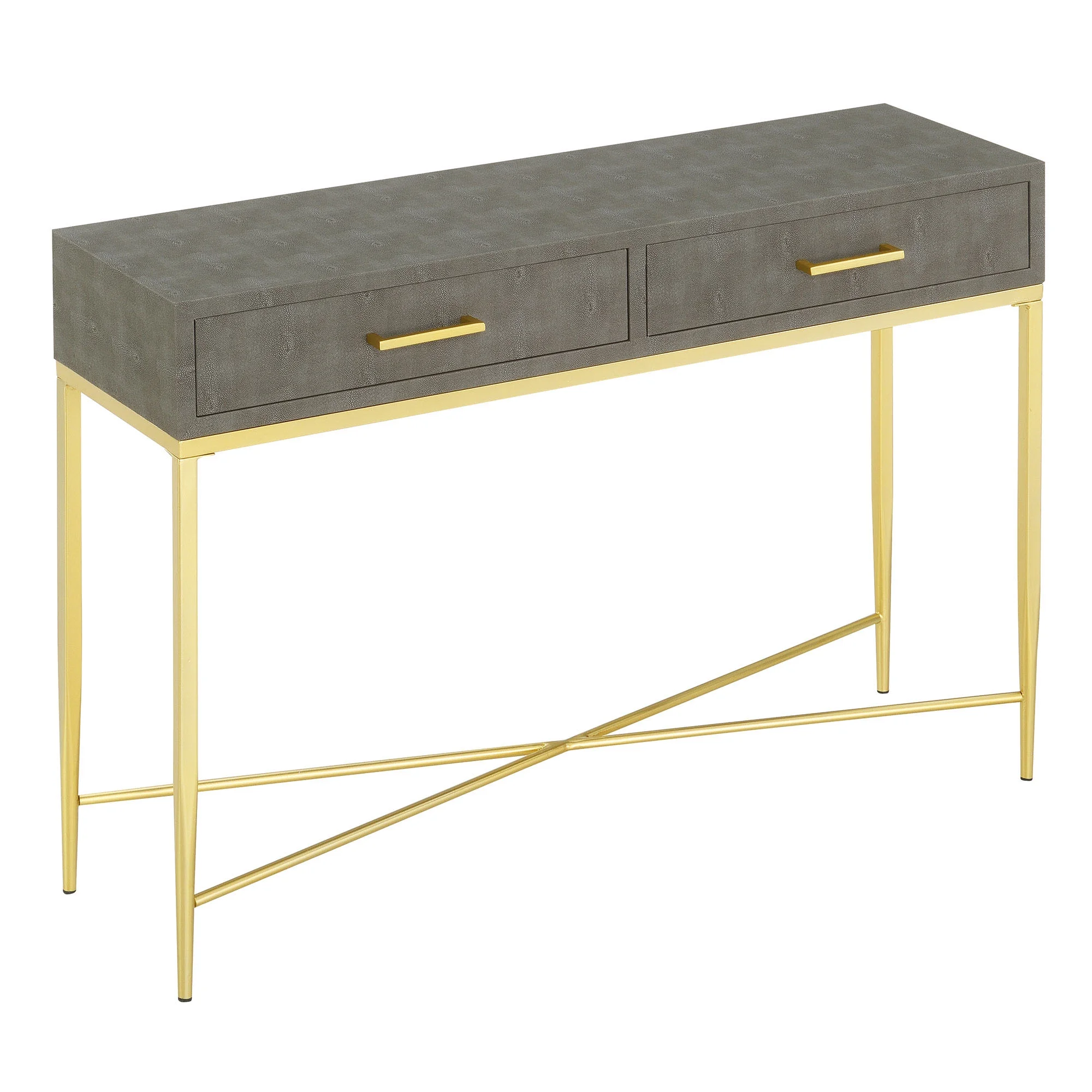 Convenience Concepts Ashley 2 Drawer Console Table, Gray/Gold