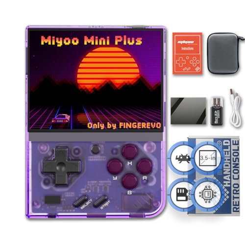 Miyoo Mini Plus Handheld Game Console 3.5-inch 640*480 IPS Screen 3000mAh Miyoo-Mini+ with Portable Case T-Purple