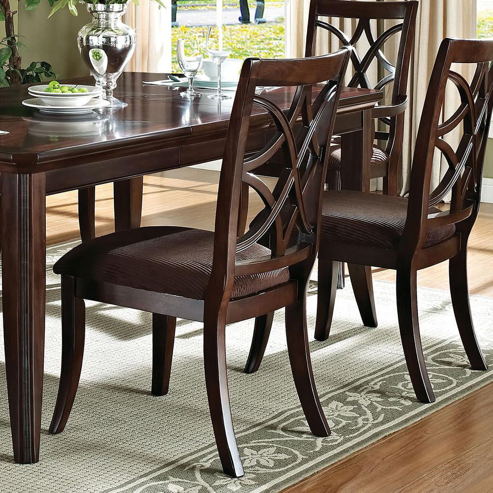 Dark Walnut Wood Dining Table Set 8Pcs Acme Furniture 60255 Keenan