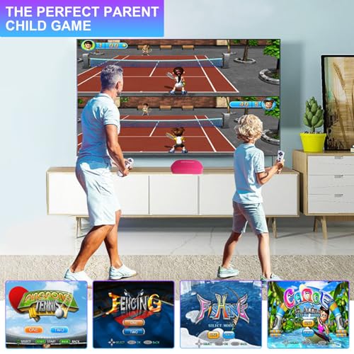 TV Game Console Built in 100+ Gam ES, Video Game Machine with 2.4G Wireless Gamepad Somatosensory Control, USB Plug and Play, Kid & Adult Interactive& Puzzle Games,Grey