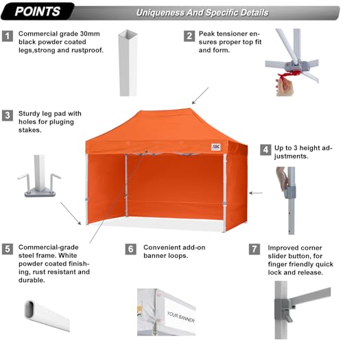 ABCCANOPY Easy Pop Up Canopy Tent with Sidewalls 10x10 Commercial -Series, White