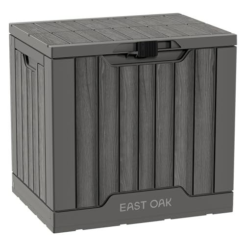 EAST OAK Outdoor Storage Box, 60 Gallon Deck Box Indoor and Outdoor Use, Waterproof Resin Storage Bin for Patio Cushions, Gardening Tools, Lockable, UV Resistant, Grey