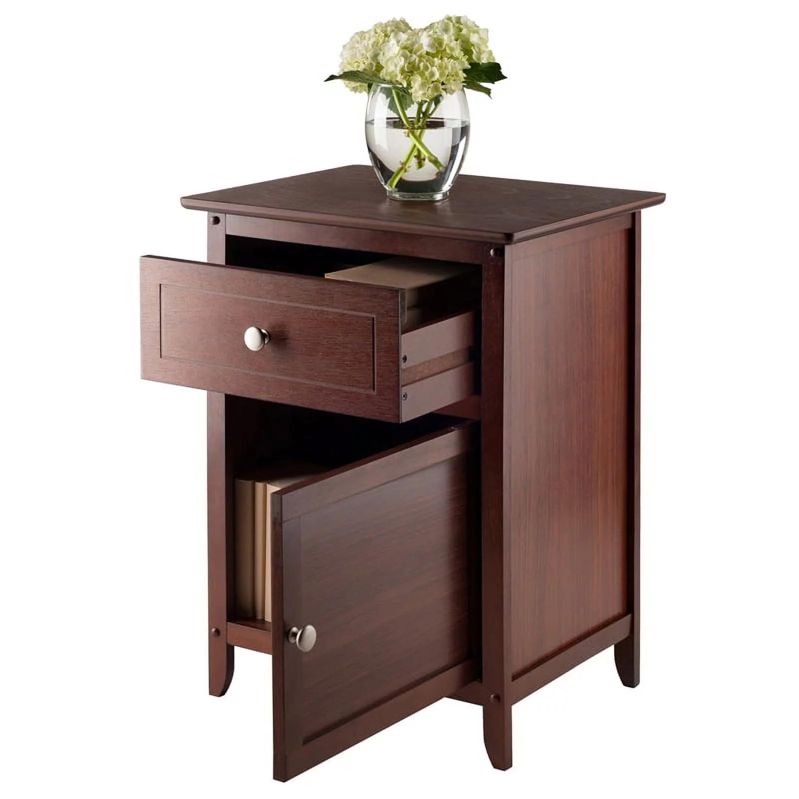 Home Square Set of 2 Nightstand in Antique Walnut