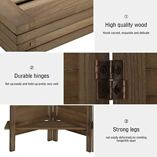 RUNFAYBIU 6 Panel Room Divider with Shelves Fully Assembled 5.6Ft Folding Privacy Screens Wooden Room Dividers and Room Separator for Home Bedroom  Dark Brown