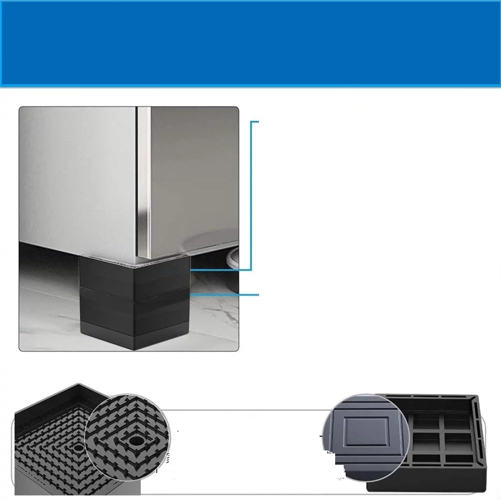 Bed Risers Heavy Duty Furniture Risers Square Stackable Black Polypropylene Plastic 0.11 lb