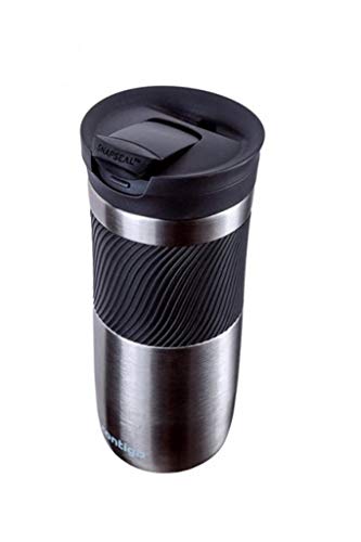 Contigo Byron Snapseal Travel Mug, Stainless Steel Thermal Mug, Vacuum Flask, Leakproof Tumbler, Coffee Mug with BPA Free Easy-Clean Lid, 590 ml, Black