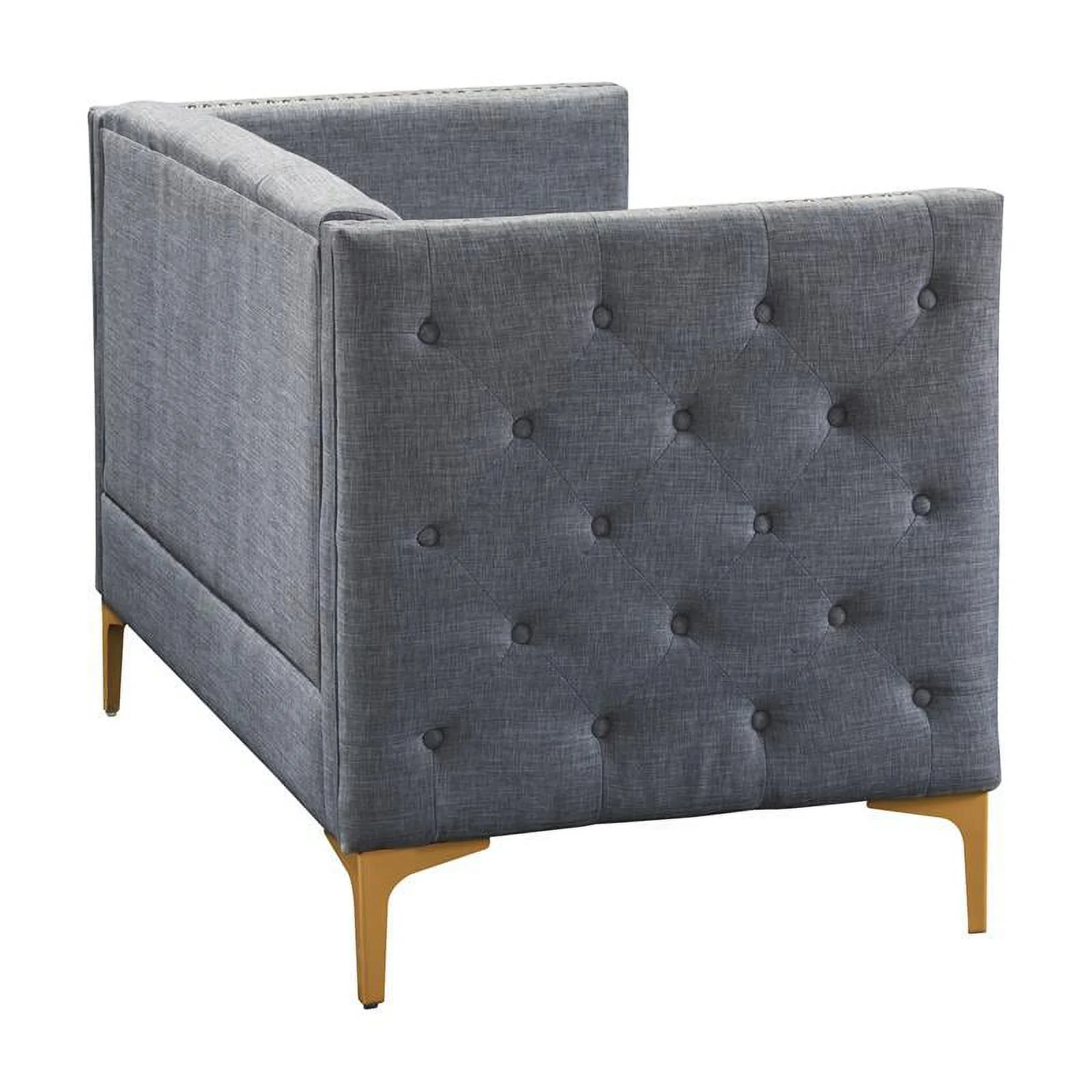 Furniture of America Lodd Contemporary Fabric Tufted Loveseat in Light Gray