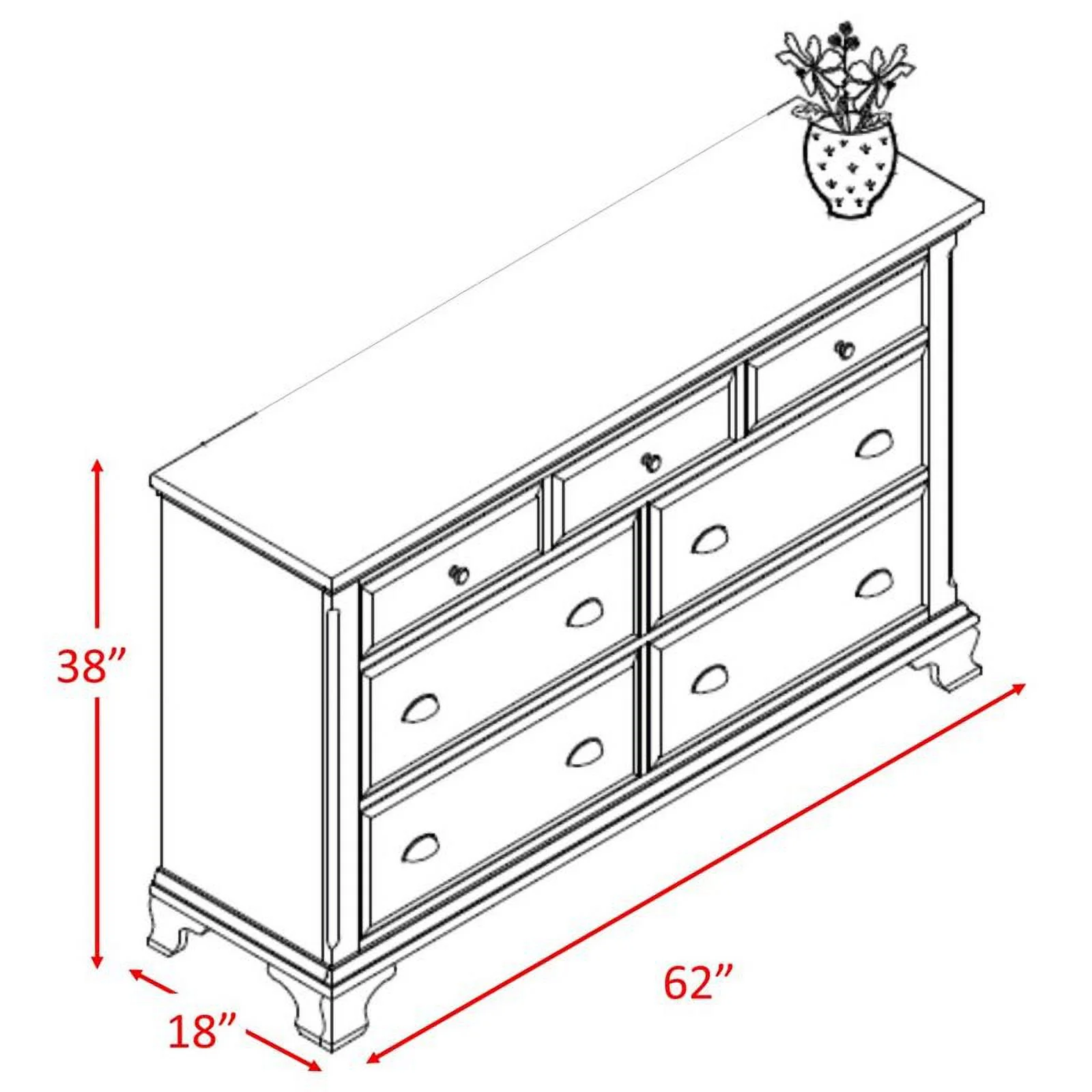 Bowery Hill 7 Drawer Dresser in Cherry