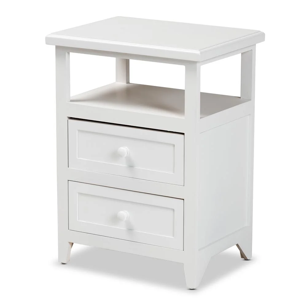 Baxton Studio Karsen Modern and Contemporary White Finished Wood 2-Drawer Nightstand,Wholesale Interiors